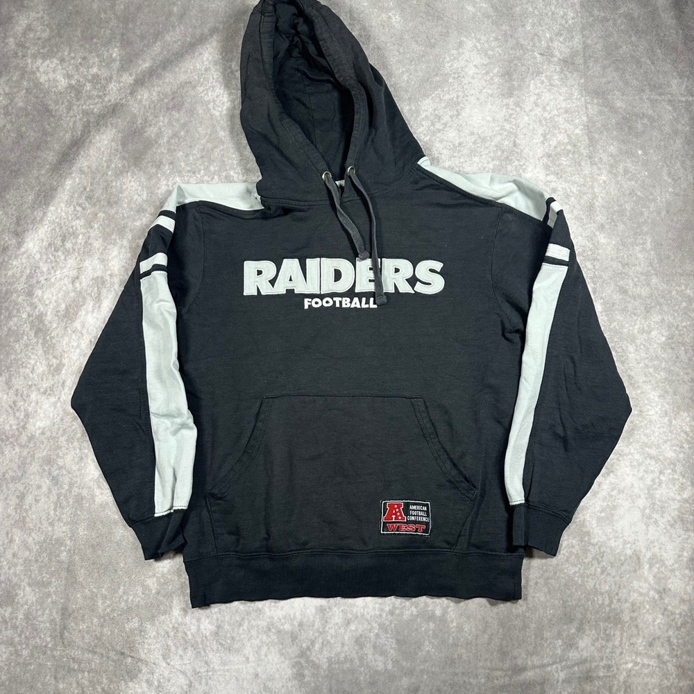 NFL Las Vegas Raiders Football Hoodie Mens Small Black Gray Pullover